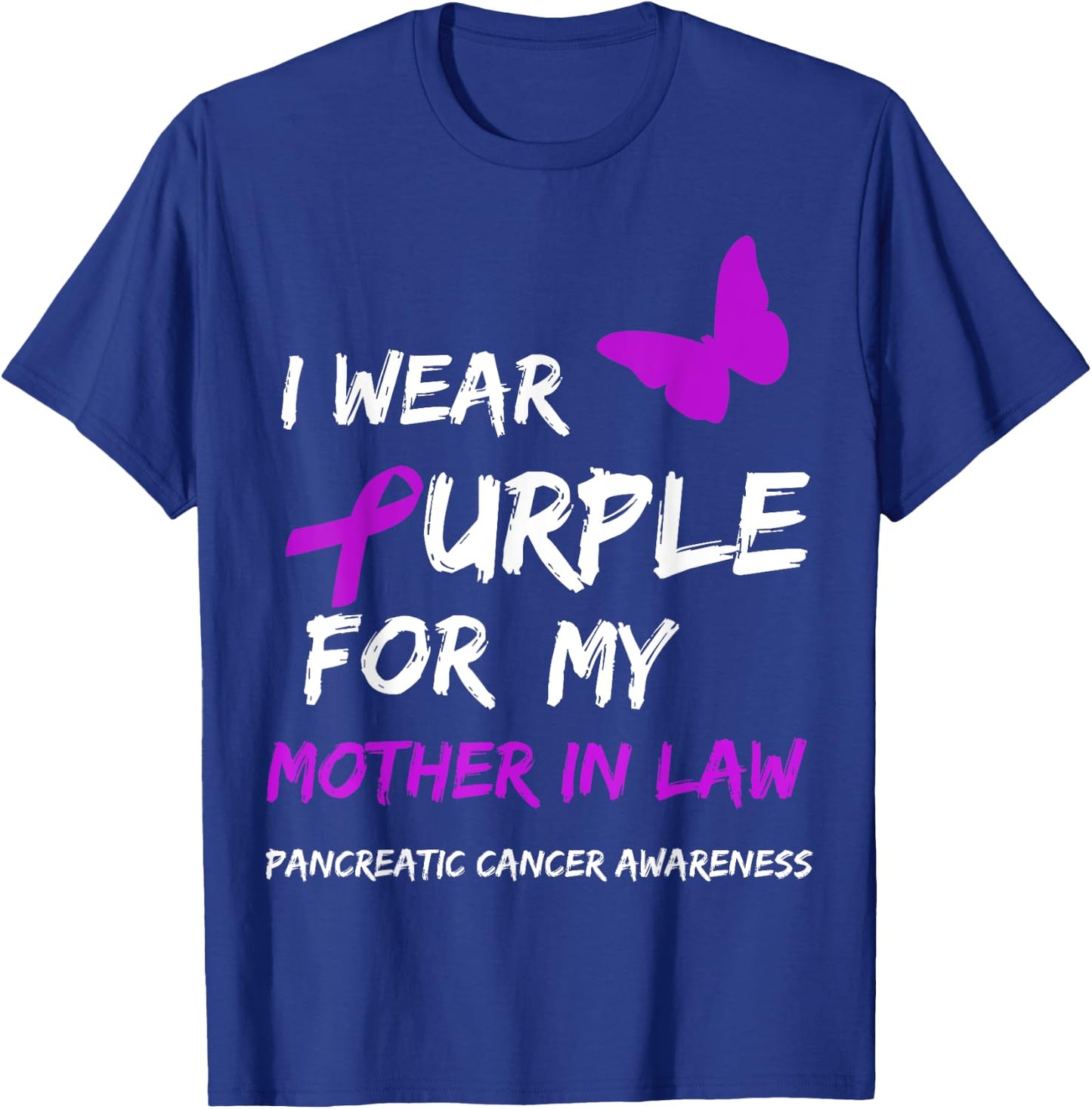 Pancreatic Cancer I Wear Purple for my Mother in law Ribbon T-Shirt - T-Shirt | Royal