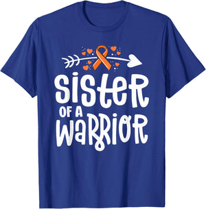 Sister of a Warrior Orange Family Leukemia Cancer Awareness T-Shirt - T-Shirt | Royal