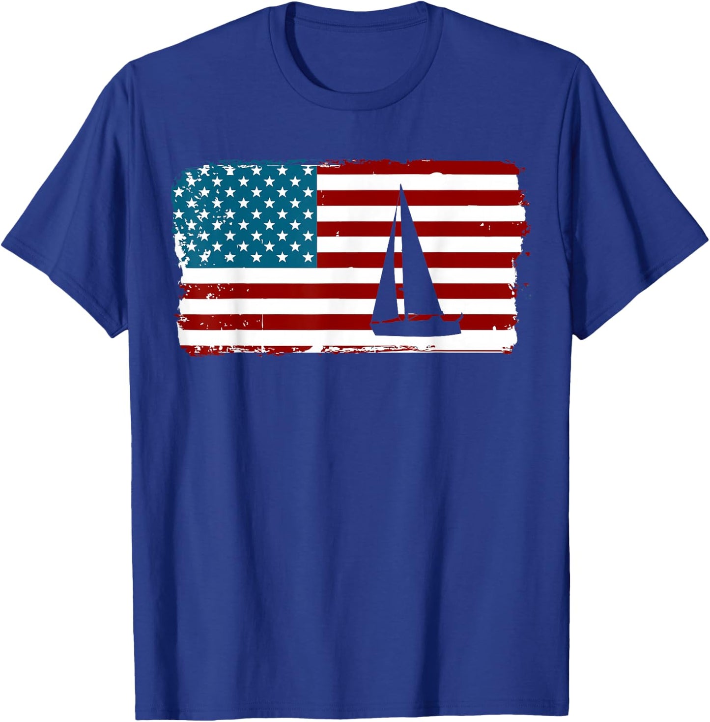 American Flag Sailing | Cute Boating Gift T-Shirt - T-Shirt | Royal