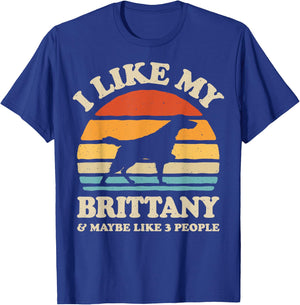 I Like My Brittany Spaniel And Maybe Like 3 People Dog Retro Women Girls Kids T-Shirt - T-Shirt | Royal
