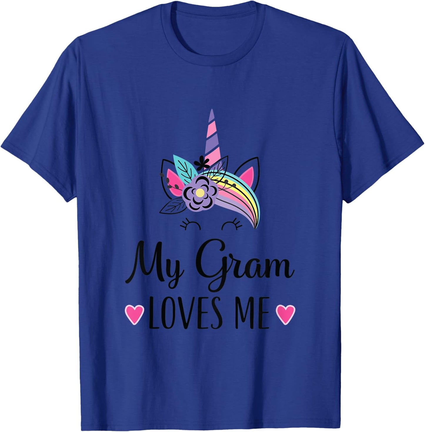 Kids My Gram Loves Me Unicorn Granddaughter T-Shirt - T-Shirt | Royal