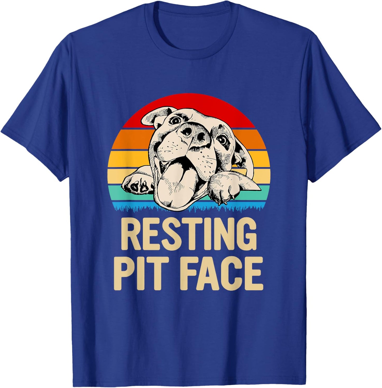 Resting Pit Face Gift Pitbull Lovers and Pittie Owners T-Shirt - T-Shirt | Royal