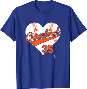 Brandon Crawford Baseball Heart Gameday T-Shirt - T-Shirt | Royal