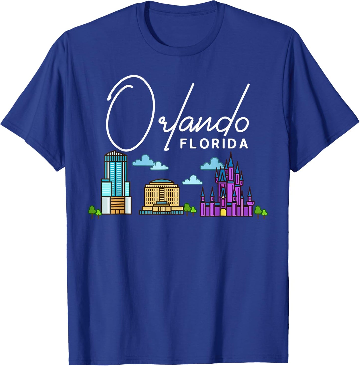 Orlando Florida City Skyline Map Travel T-Shirt - T-Shirt | Royal