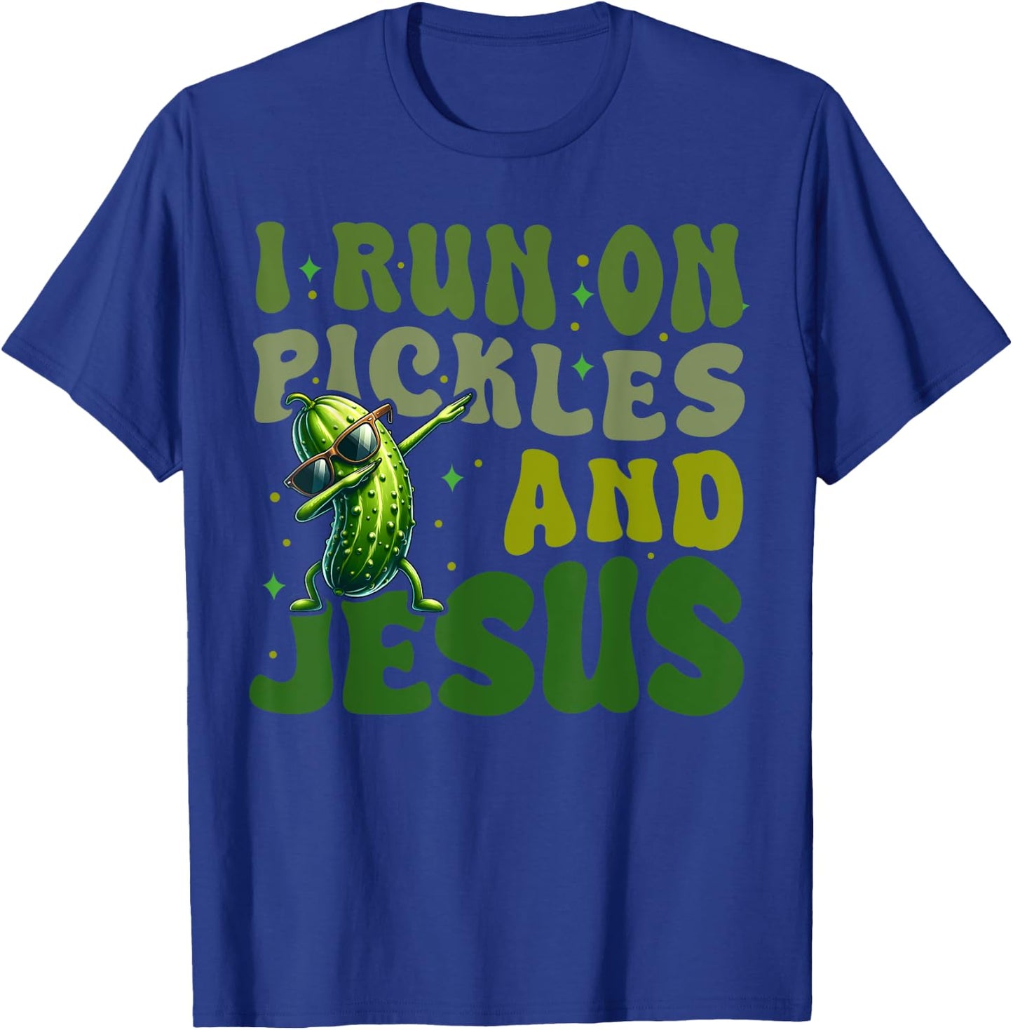Pickle Lover Dill Cucumber I run on Pickles and Jesus T-Shirt - T-Shirt | Royal