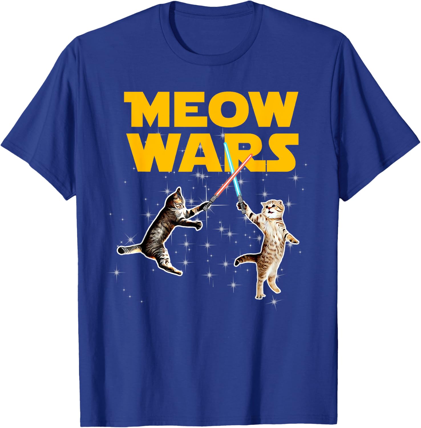 Meow Wars Funny Graphic For Cat Lovers Men Women Girls Kids T-Shirt - T-Shirt | Royal