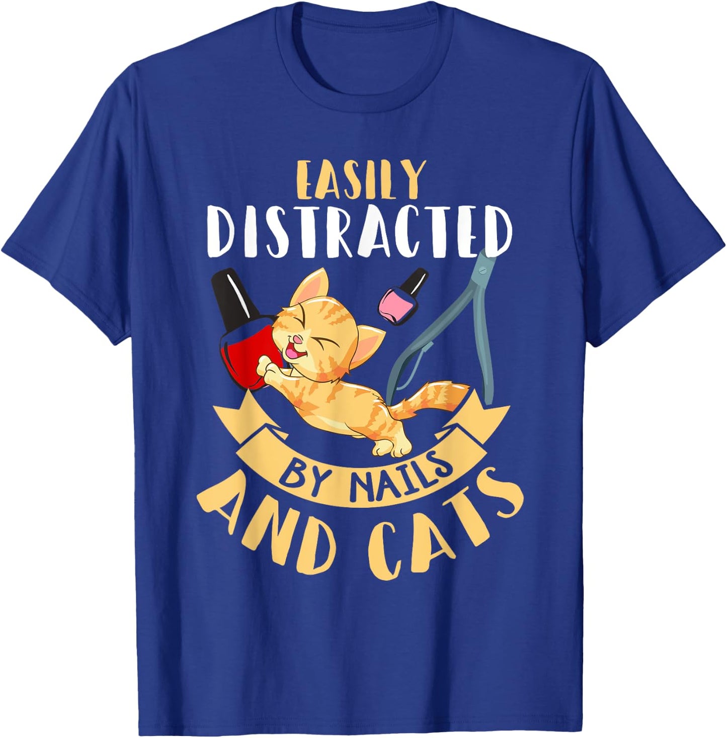 Nail Tech Shirt Funny Cat Lover Humor Nail Technician Gift T-Shirt - T-Shirt | Royal
