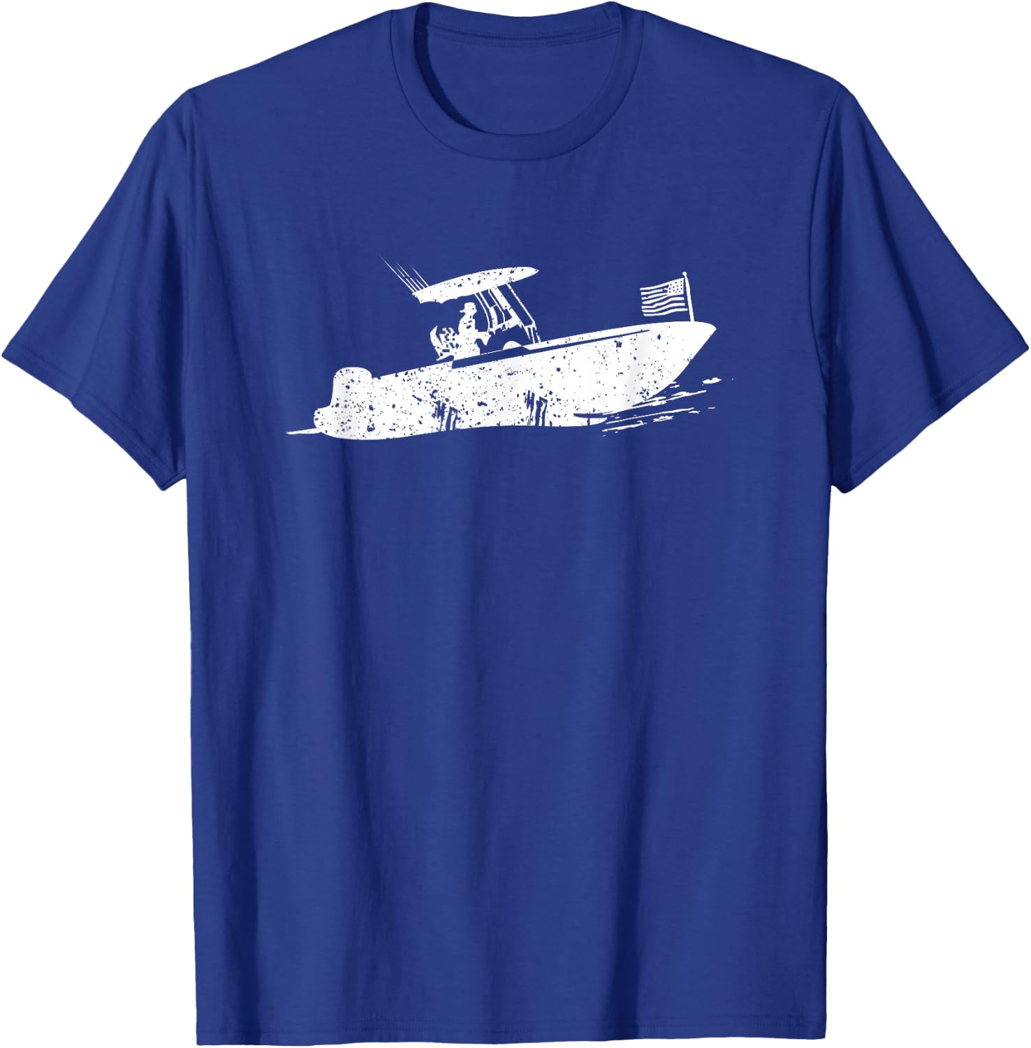 Center Console Boat, American Flag, Motorboat, Fishing Boat T-Shirt - T-Shirt | Royal