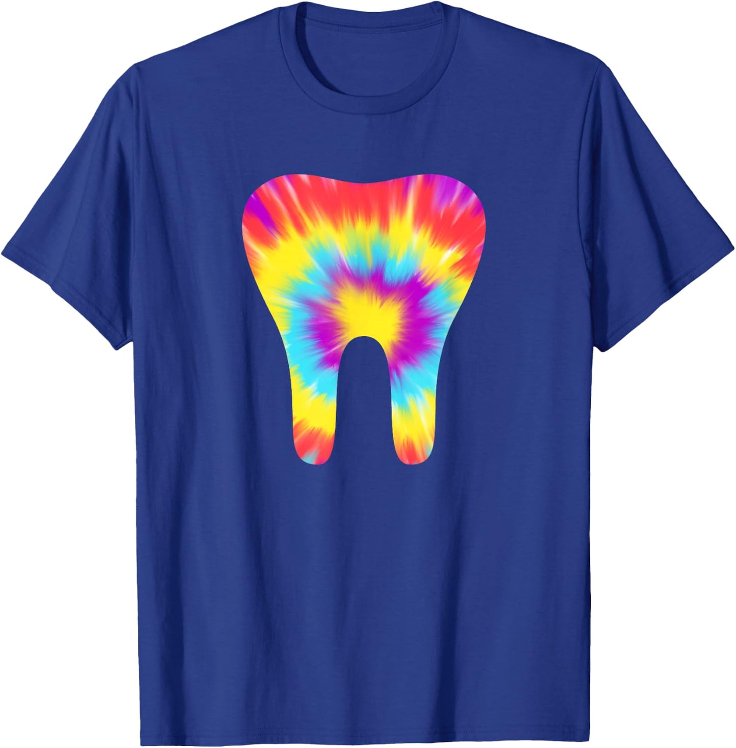 Tie Dye Tooth 60s Dentist Dental Hygiene Assistant Funny T-Shirt - T-Shirt | Royal