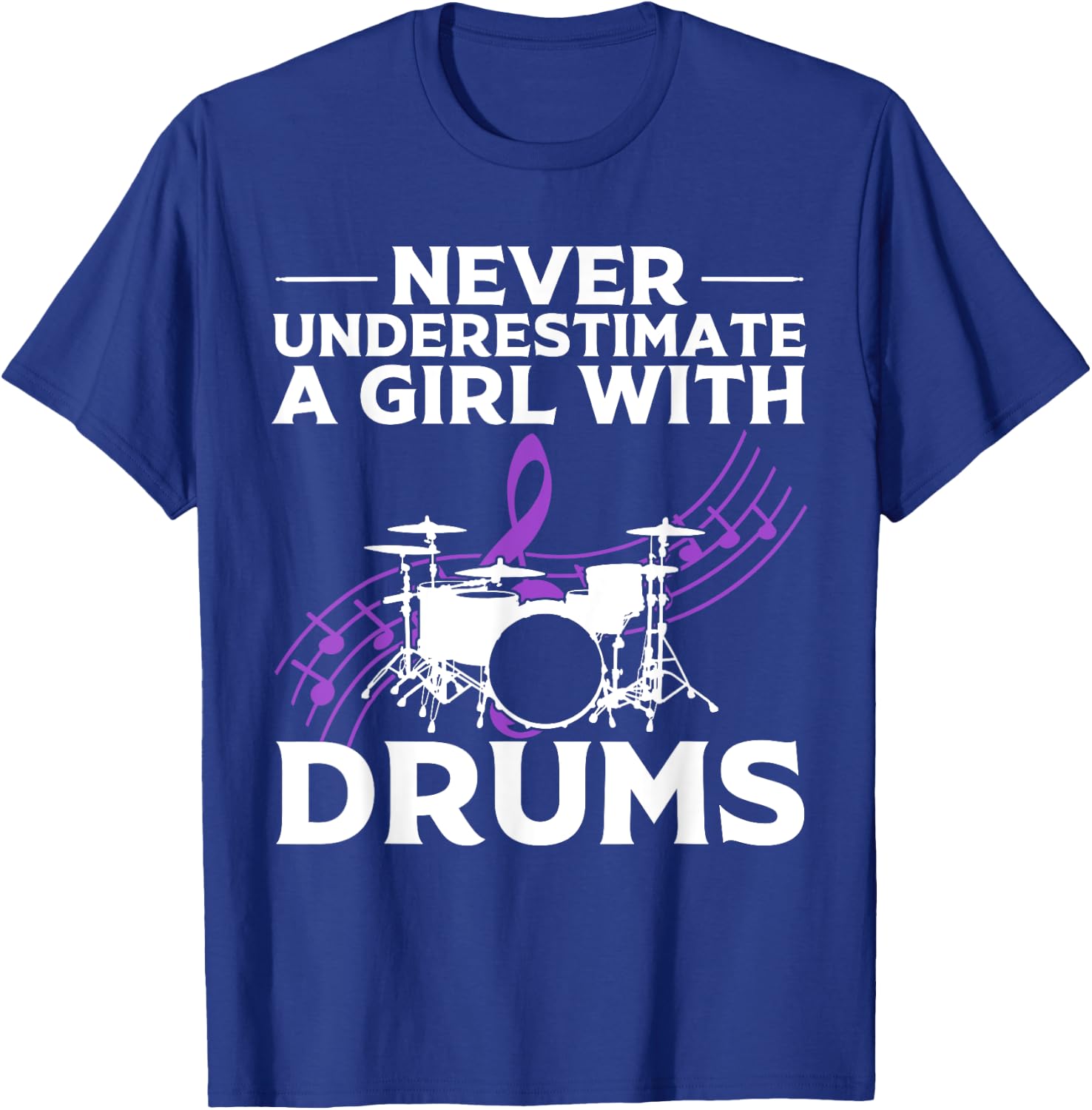 Funny Girl Drummer Gift Cool Rock And Roll Lady T-Shirt - T-Shirt | Royal