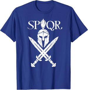 SPQR Roman Legion Soldier Gladiator Warrior Swords Helmet T-Shirt - T-Shirt | Royal