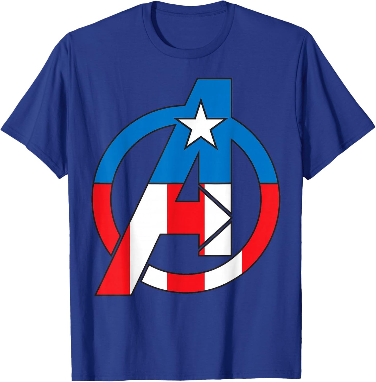 Marvel Avengers Captain America Costume Fill Logo T-Shirt - T-Shirt | Royal