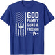 GOD FAMILY GUNS & FREEDOM - Pro God Pro Gun USA Cross Flag T-Shirt - T-Shirt | Royal