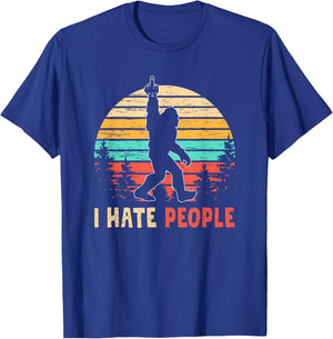 Bigfoot Middle Finger I Hate People Abduction Sasquatch Gift T-Shirt - T-Shirt | Royal