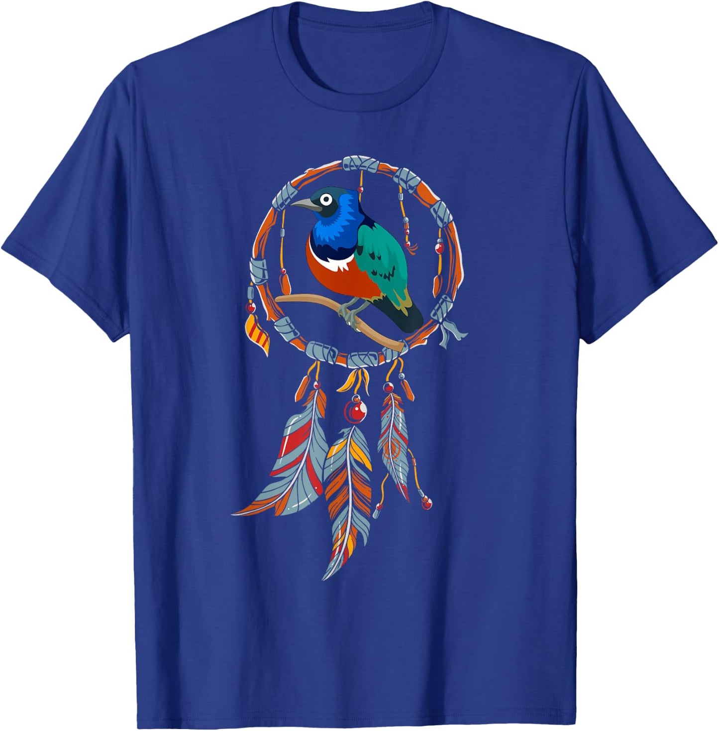 Colourful Feather Hippie Esoteric Gift Bird Dream Catcher T-Shirt - T-Shirt | Royal