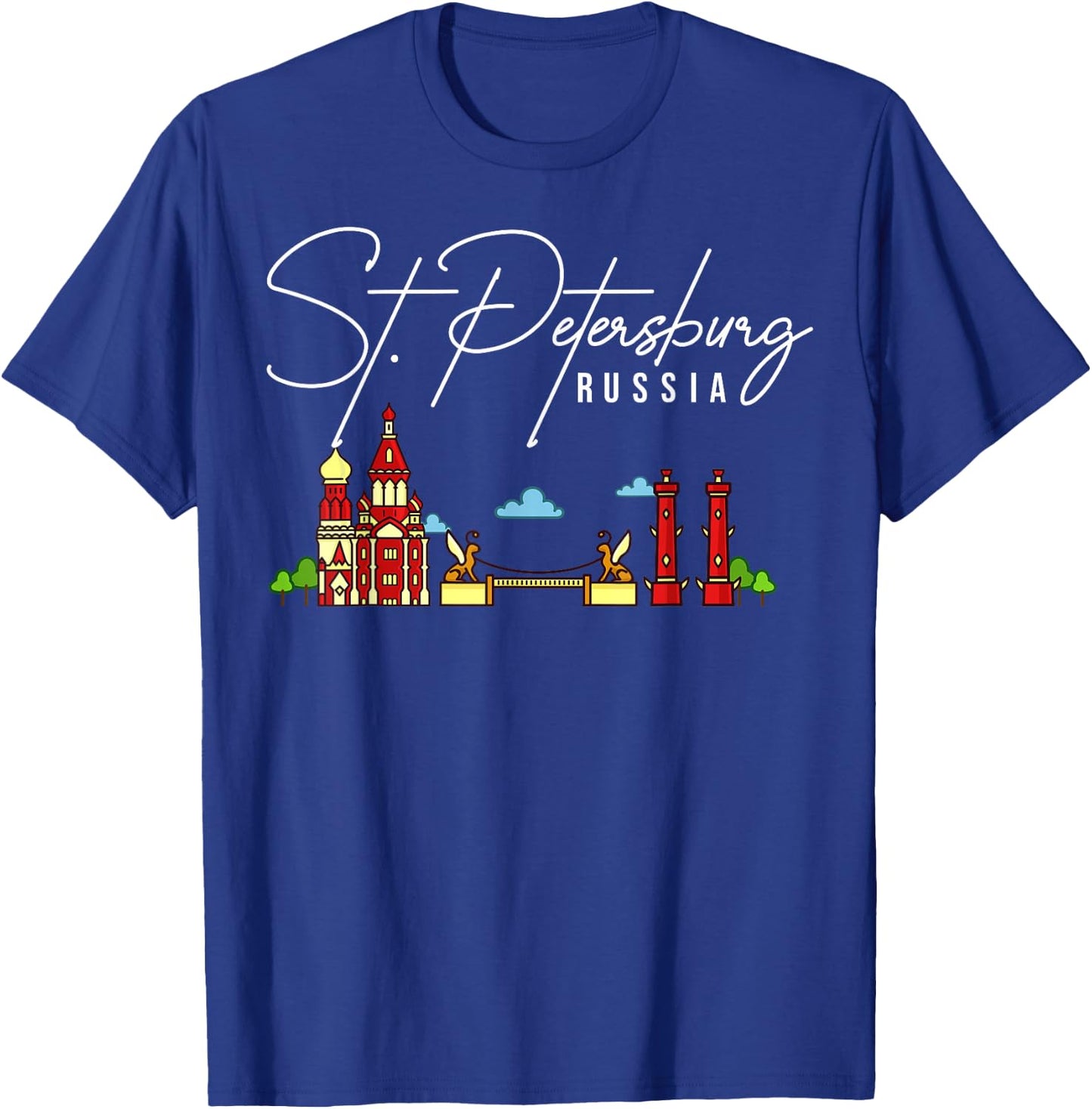 St. Petersburg Russia City Skyline Map Travel T-Shirt - T-Shirt | Royal