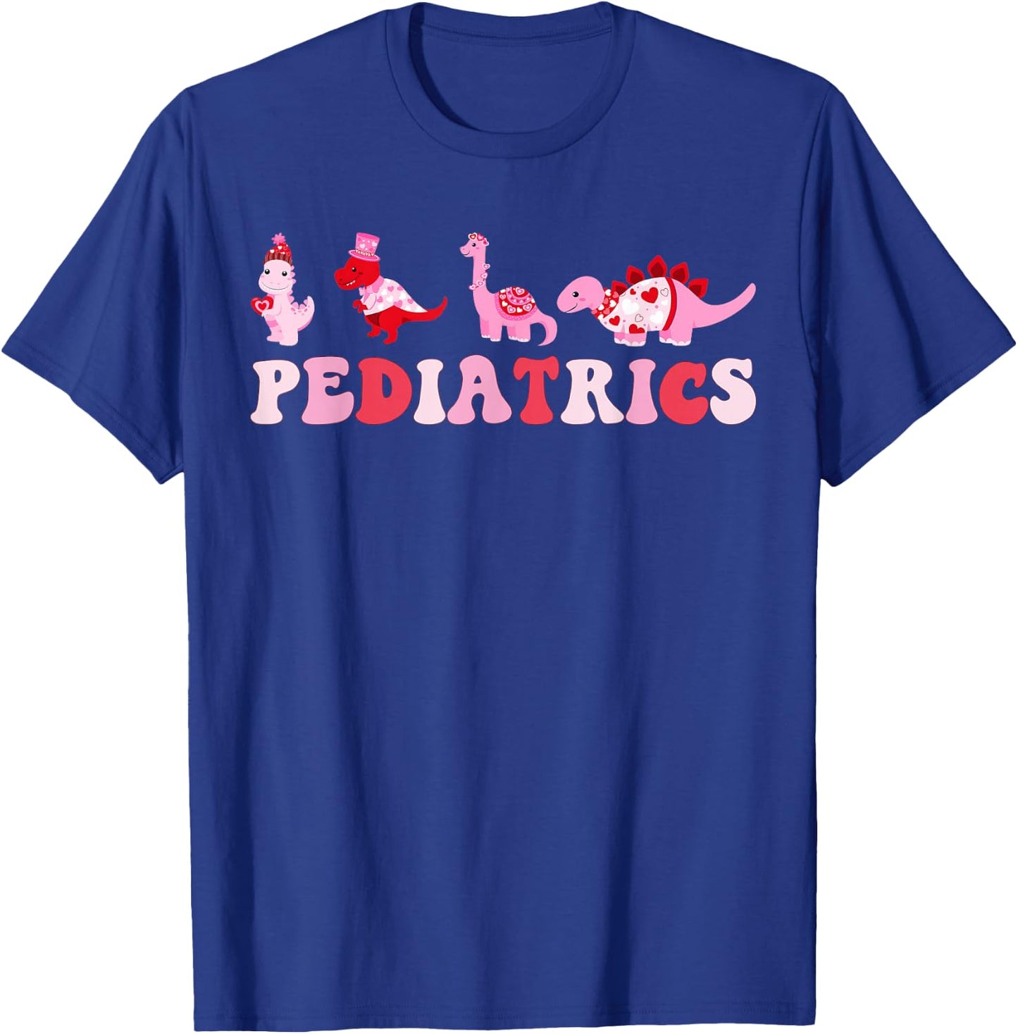 Pediatric Nurse PEDS Nursing Cute Dinosaurs Valentine's Day T-Shirt - T-Shirt | Royal