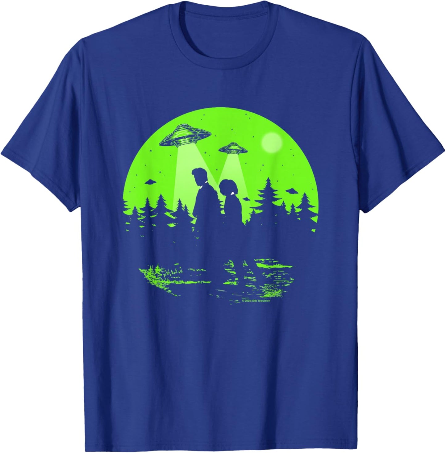 X-Files Mulder & Scully Silhouettes In The Woods T-Shirt - T-Shirt | Royal