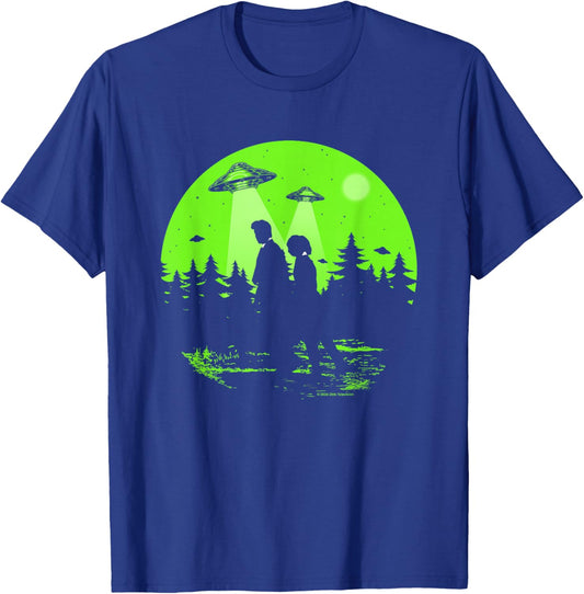 X-Files Mulder & Scully Silhouettes In The Woods T-Shirt - T-Shirt | Royal
