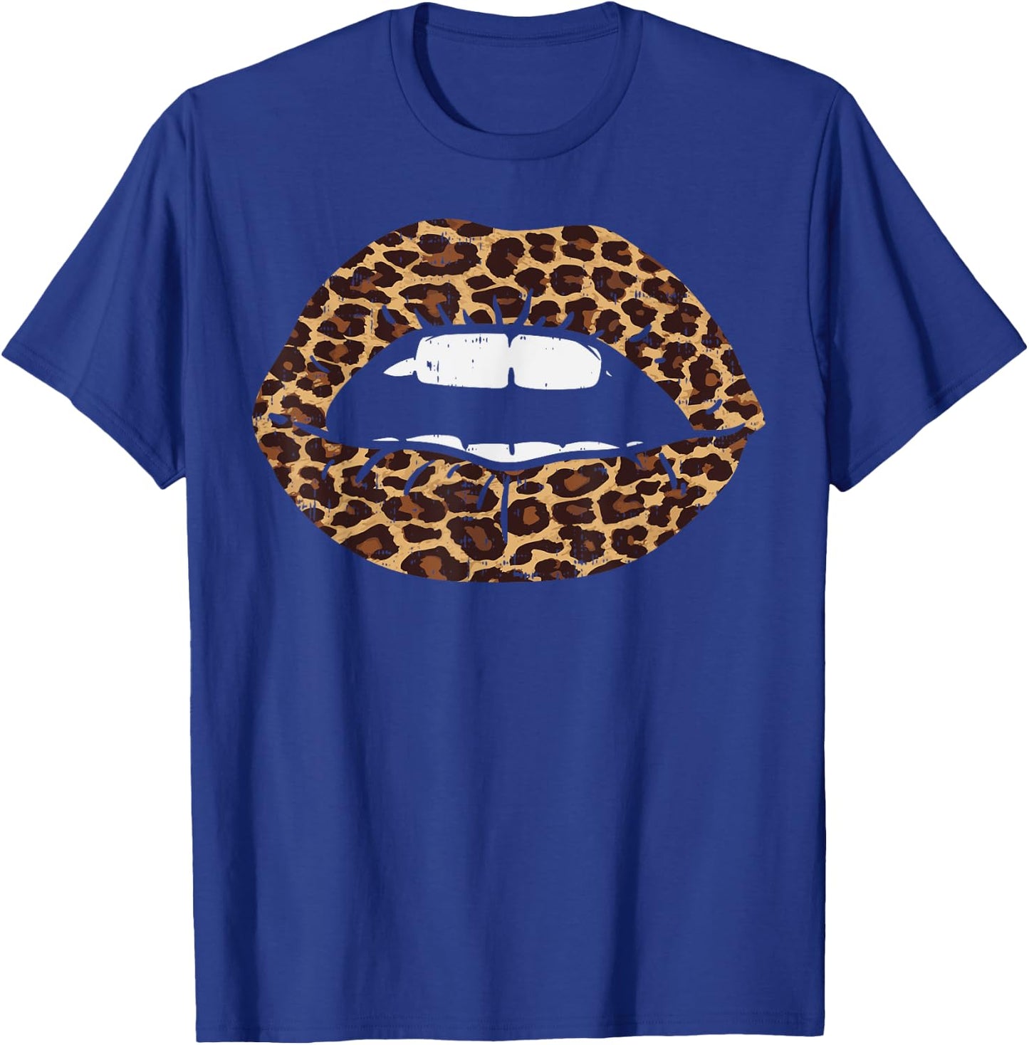 Leopard Print Lips Sexy Mouth Kiss Animal Lover Women T-Shirt - T-Shirt | Royal