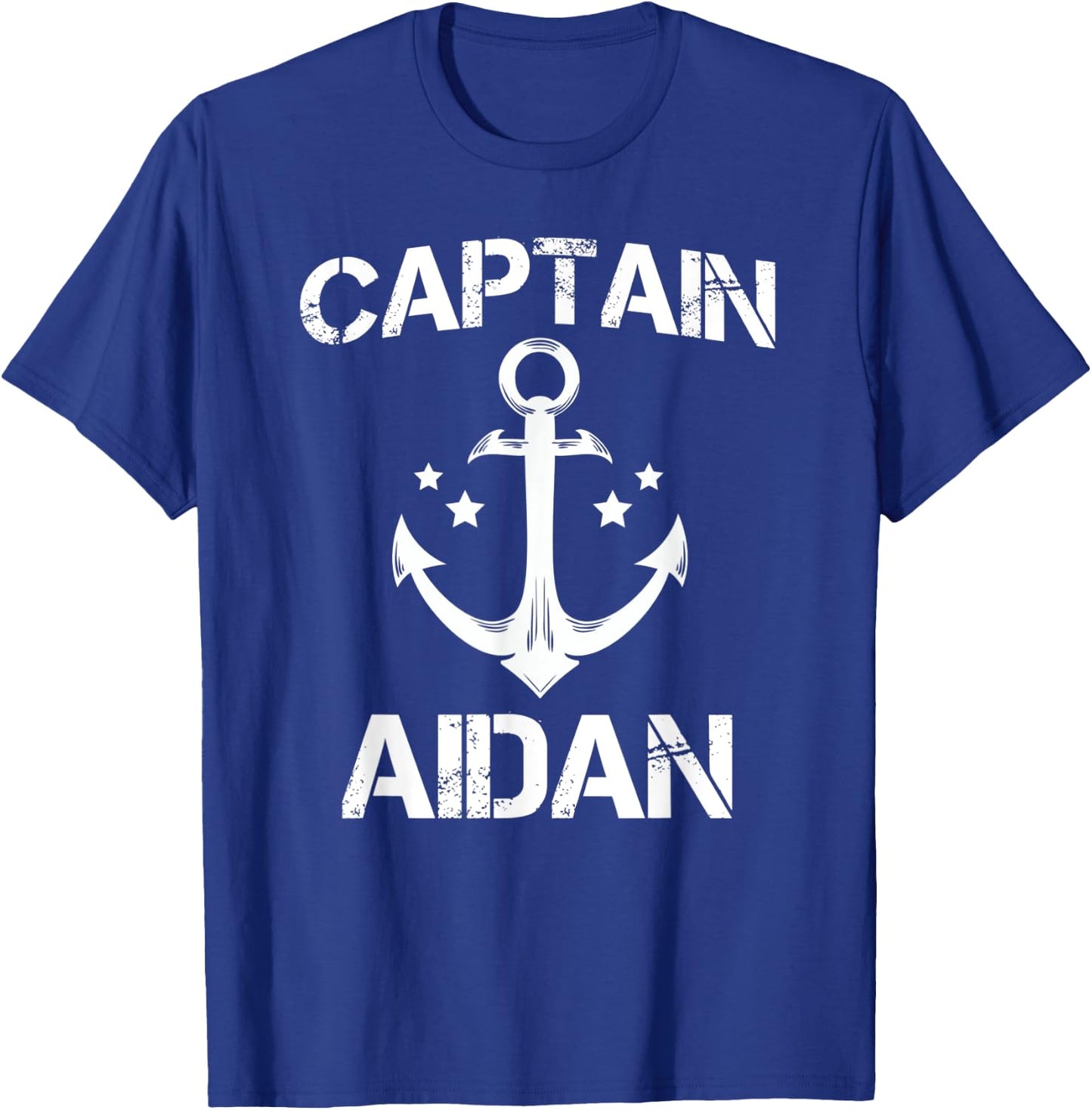 CAPTAIN AIDAN Funny Birthday Personalized Name Boat Gift T-Shirt - T-Shirt | Royal