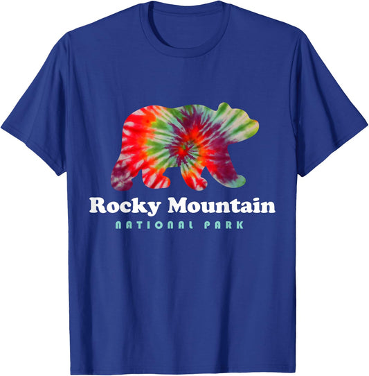 Rocky Mountain National Park Tie Dye Bear Rocky Mountains T-Shirt - T-Shirt | Royal