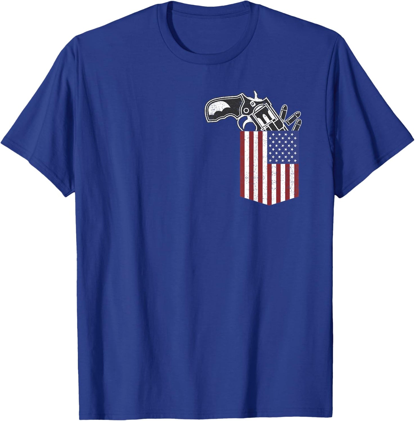 USA Chest Pocket With Gun Pistol Pocket T-Shirt - T-Shirt | Royal