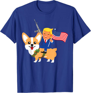 Trump Corgi Gun Merica 2020 Election Donald Dog Mom Gift Women T-Shirt - T-Shirt | Royal