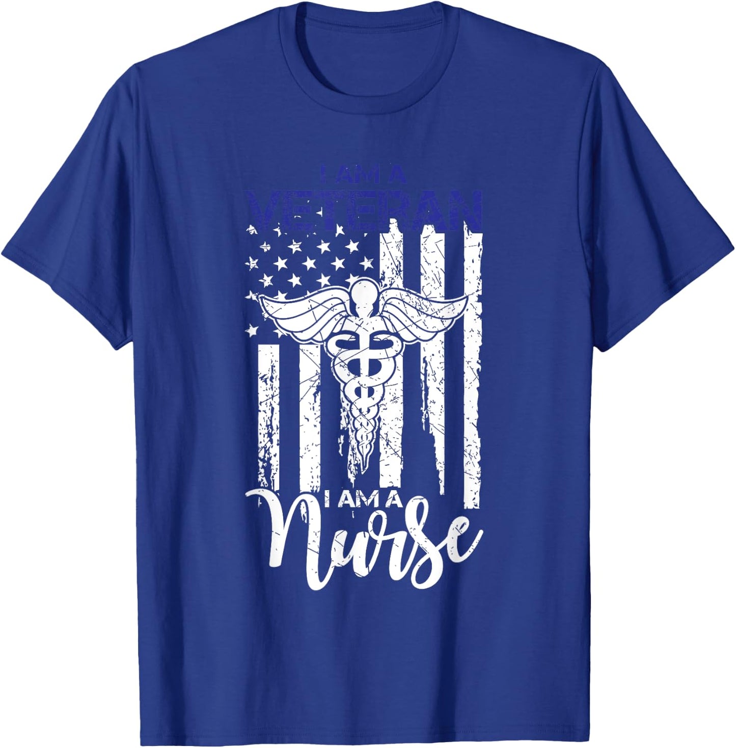I Am A Veteran I Am A Nurse Vintage American Flag Gift Men T-Shirt - T-Shirt | Royal
