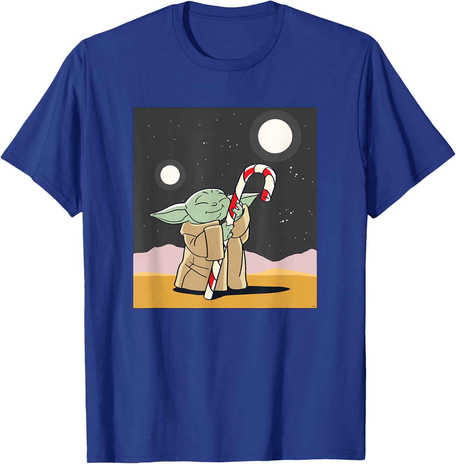 Star Wars The Mandalorian Grogu Christmas Holiday Candy Cane T-Shirt - T-Shirt | Royal