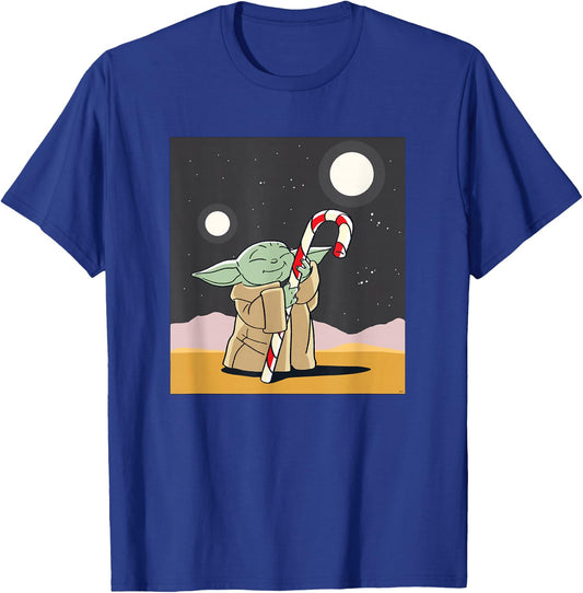 Star Wars The Mandalorian Grogu Christmas Holiday Candy Cane T-Shirt - T-Shirt | Royal