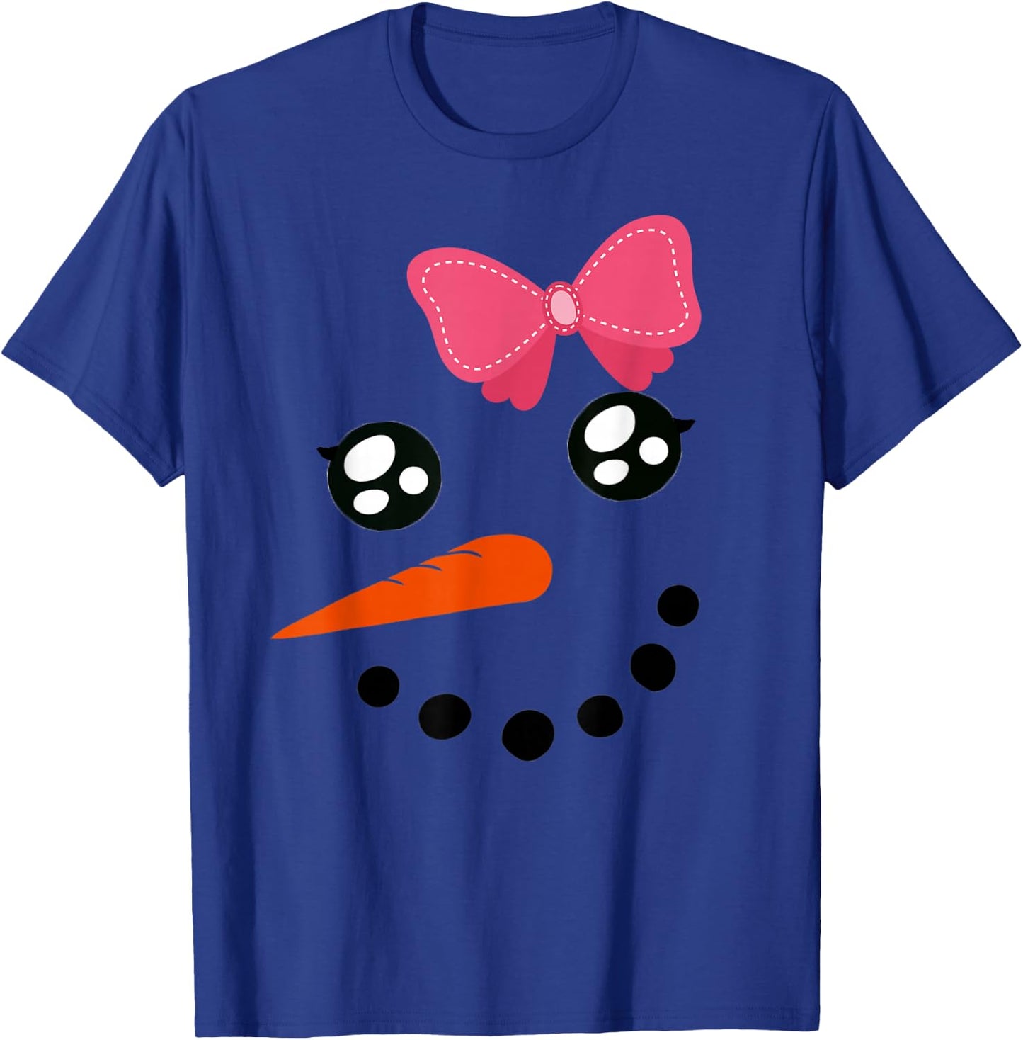 Snow Girl Shirt Snowman Face Carrot Nose Pink Bow T-Shirt - T-Shirt | Royal