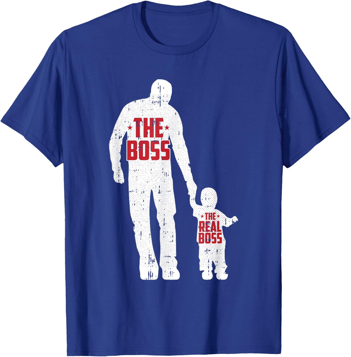 The Boss The Real Boss Fathers Day Dad Son Daughter Matching T-Shirt - T-Shirt | Royal