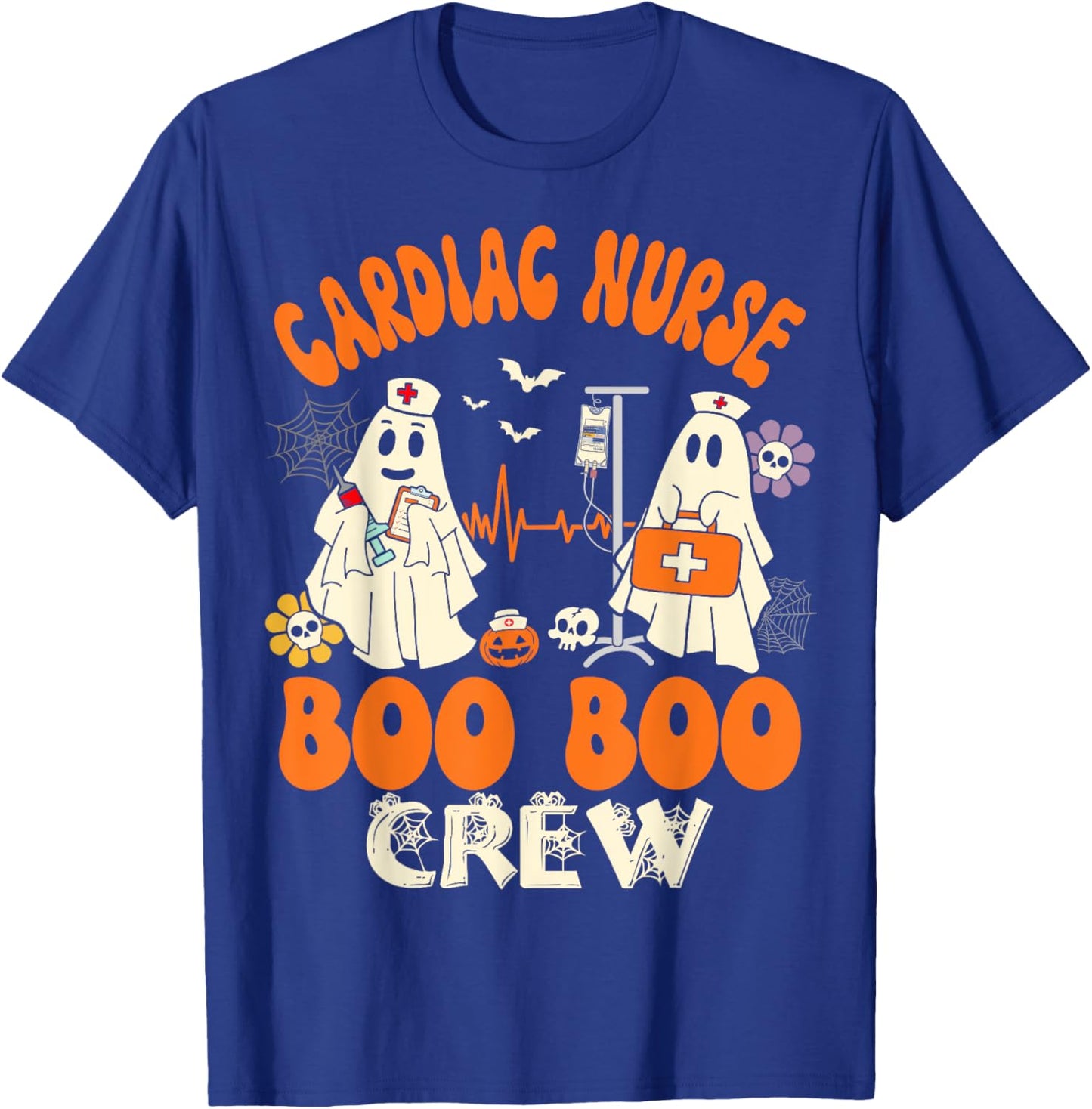 Cardiac Boo Crew Funny Cardiology Nurse Halloween T-Shirt - T-Shirt | Royal