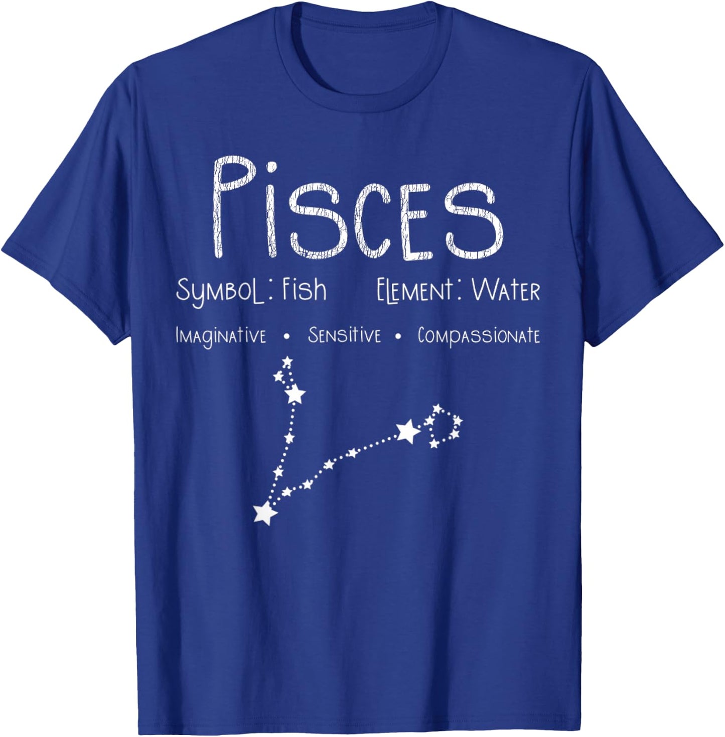 Vintage Distressed Pisces Symbol Zodiac Sign Birthday Gift T-Shirt - T-Shirt | Royal