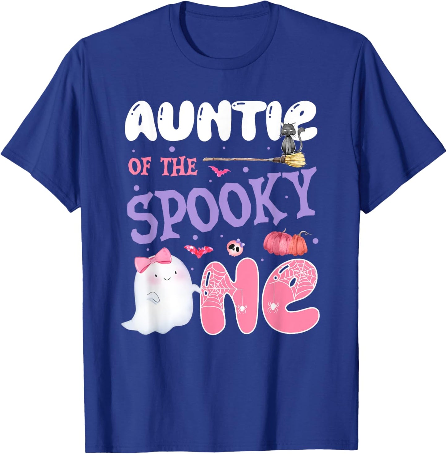 Auntie Of The Spooky One 1st Birthday Halloween Pink Ghost T-Shirt - T-Shirt | Royal