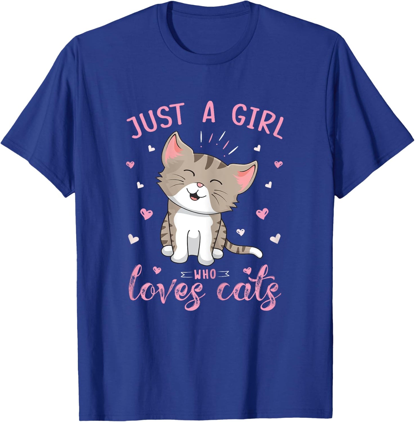 Just A Girl Who Loves Cats Design Cute Cat Lover Girls Kids T-Shirt - T-Shirt | Royal