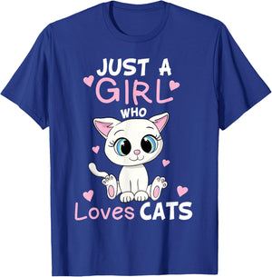 Just A Girl Who Loves Cats Funny Cute Kitten Lover Cat Gift Small T-Shirt - T-Shirt | Royal