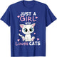 Just A Girl Who Loves Cats Funny Cute Kitten Lover Cat Gift Small T-Shirt - T-Shirt | Royal