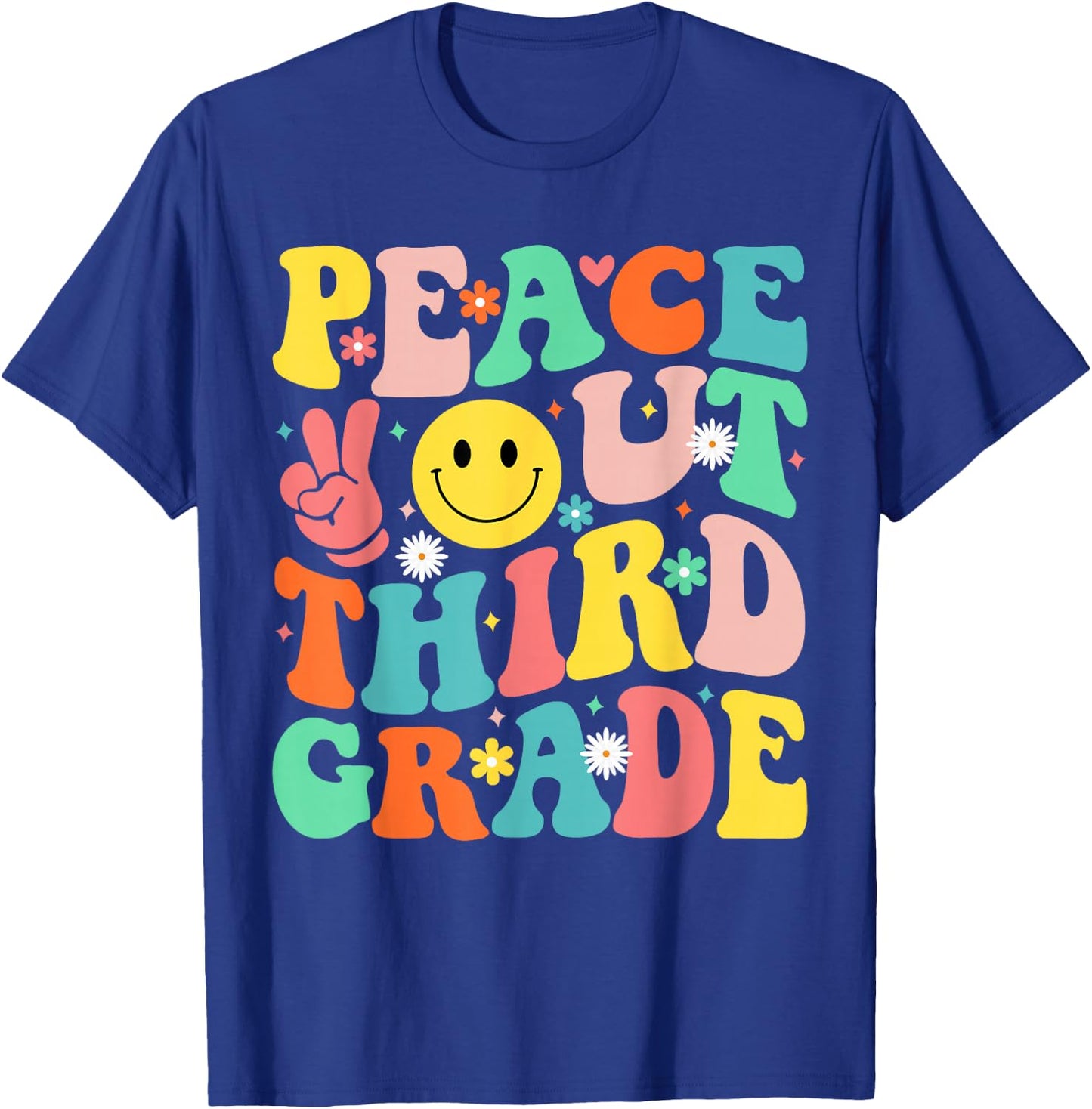 Peace Out Third Grade Groovy 3rd Grade Last day of school T-Shirt - T-Shirt | Royal