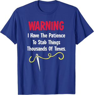 Cross Stitch Needlepoint Sewing Quilting Funny T-Shirt - T-Shirt | Royal