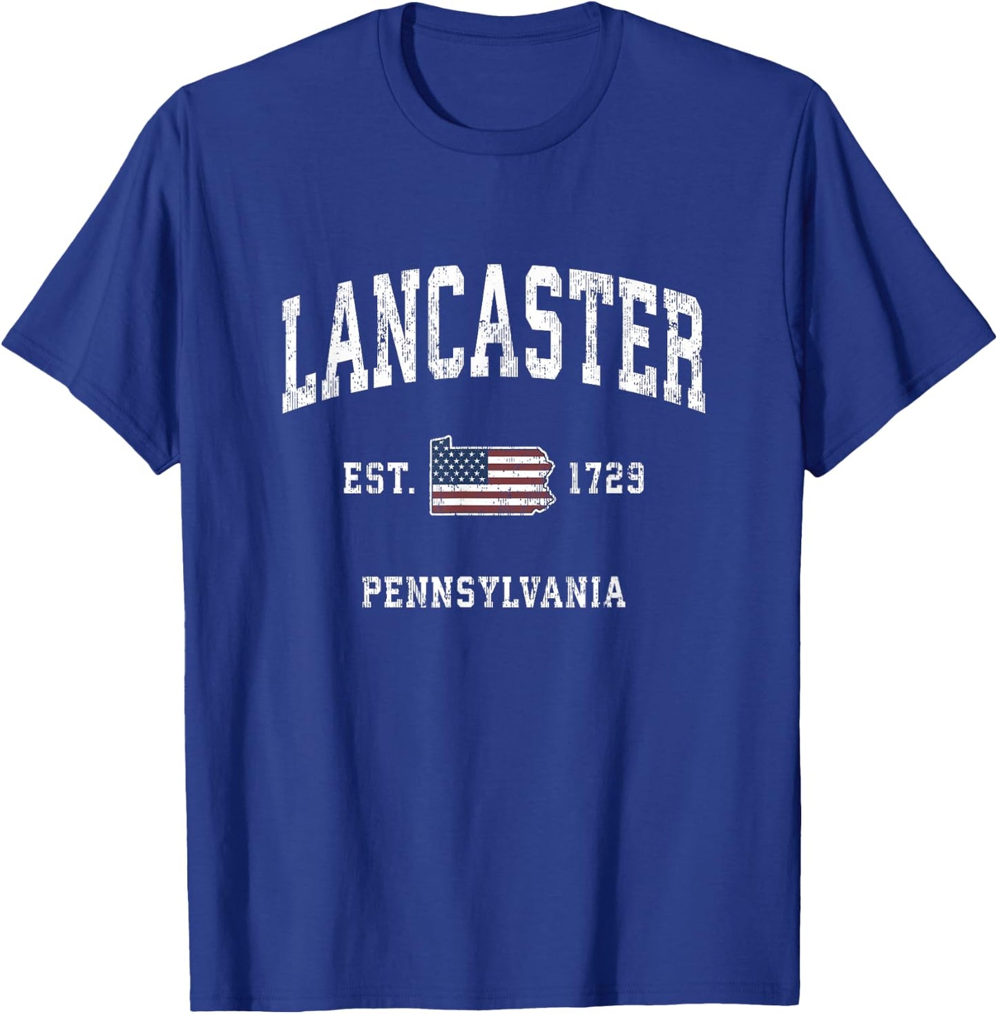 Lancaster Pennsylvania PA Vintage American Flag Sports Desig T-Shirt - T-Shirt | Royal