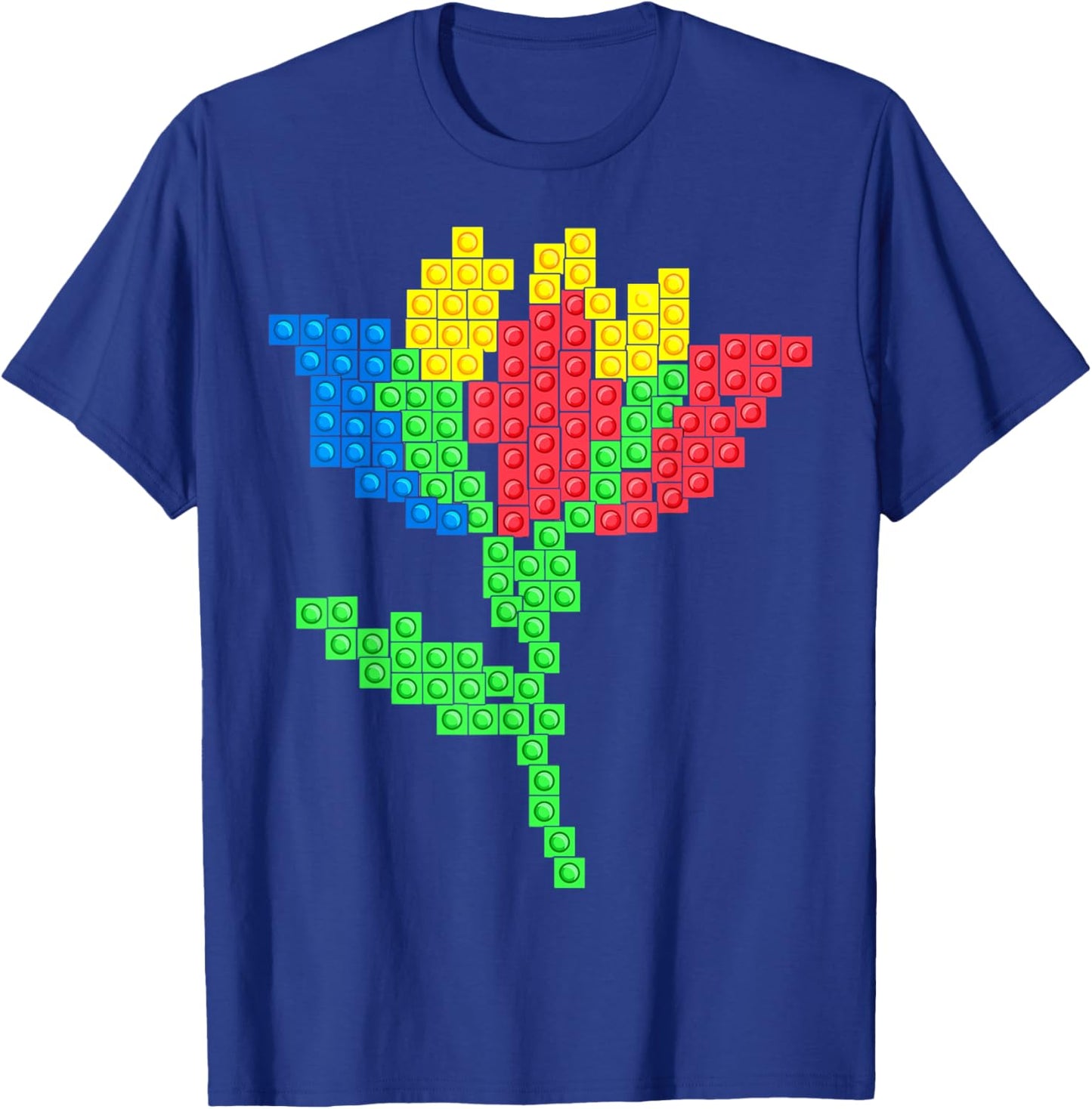 Master Builder Building Blocks Brick Flower T-Shirt - T-Shirt | Royal