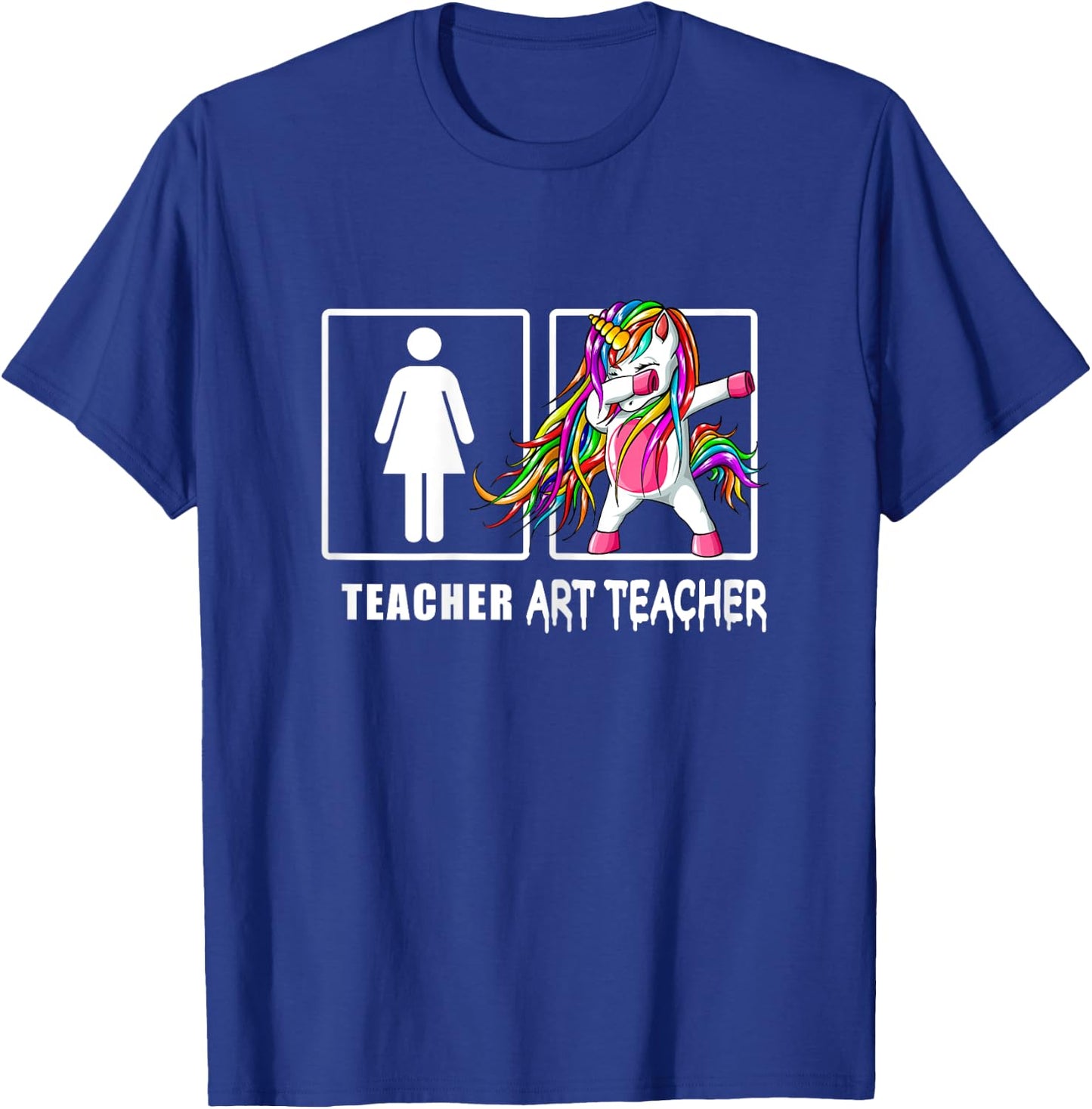 Cute Art Teacher Magical Dabbing Unicorn Gift Funny Artist Women T-Shirt - T-Shirt | Royal