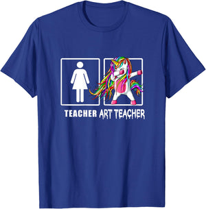 Cute Art Teacher Magical Dabbing Unicorn Gift Funny Artist Women T-Shirt - T-Shirt | Royal