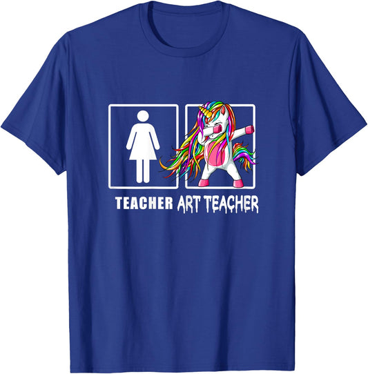 Cute Art Teacher Magical Dabbing Unicorn Gift Funny Artist Women T-Shirt - T-Shirt | Royal