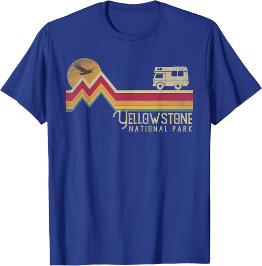 Yellowstone National Park Vintage Style Mountain Camp Retro T-Shirt - T-Shirt | Royal