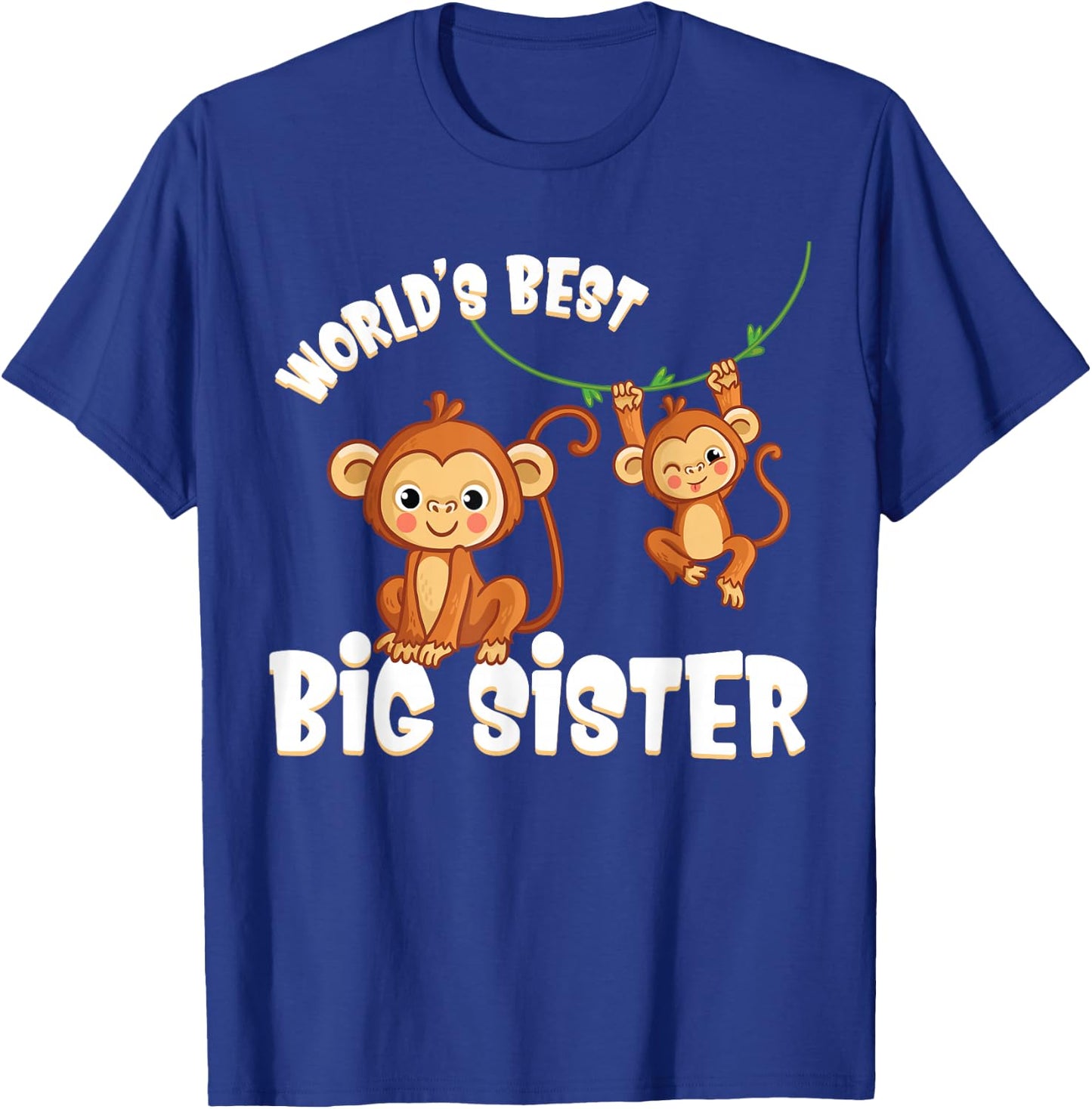 Swinging Monkeys World's Best Big Sister Baby Announcement T-Shirt - T-Shirt | Royal