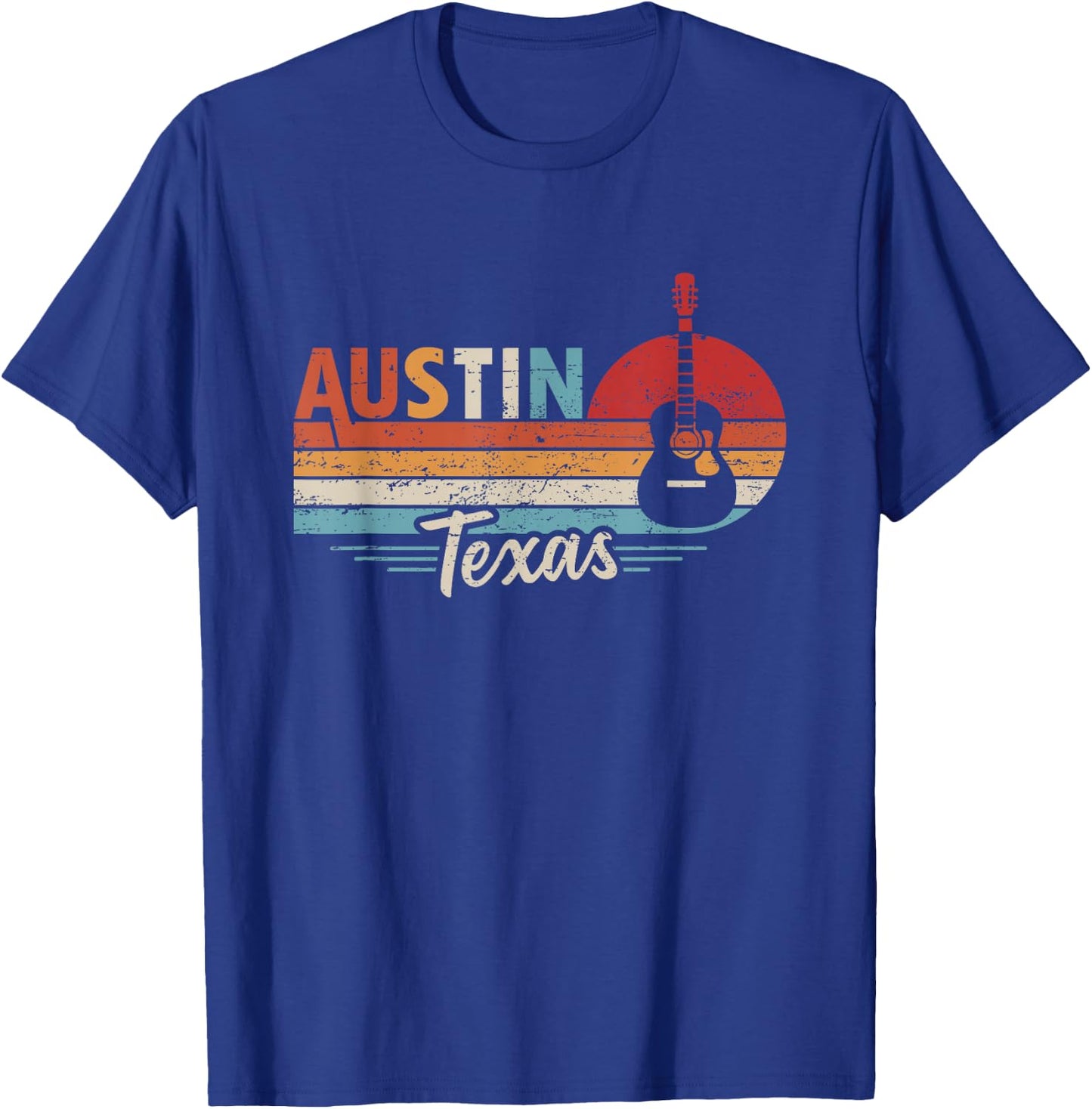 Retro Austin Texas Guitar Music T-Shirt - T-Shirt | Royal