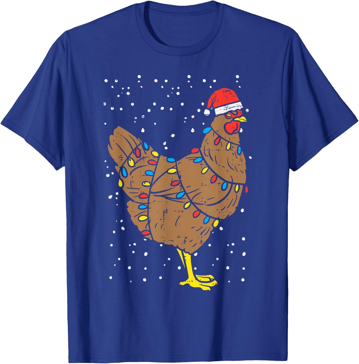 Chicken Santa Hat Christmas Lights Funny Xmas Animal PJ T-Shirt - T-Shirt | Royal